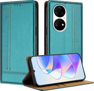Produktbild von Handyhülle für Huawei P50 Pro Leder Flip Klappbare Schutzhülle mit Standfunktion Grün