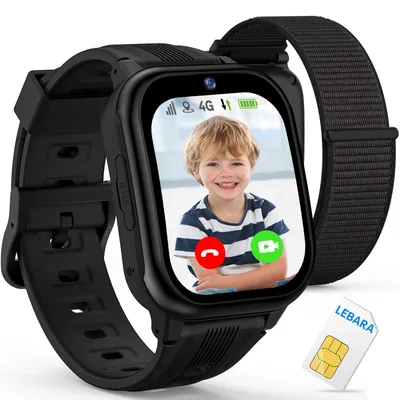 Produktbild von Ralio R5 Plus Smartwatch Kinder mit Lebara SIM-Karte & gebogenem Ultra-HD-Display, schwarz GPS Tracker Kinderuhr für Mädchen Jungen – ideales Geschenk