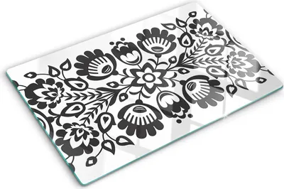 Produktbild von Tulup Glas Herdabdeckplatte - 80x52 cm - Glaskeramikkochfeld-Abdeckung Spritzschutz Glasabdeckplatte - Einteilig - Kunst: Modern & Klassisch - Volksblumen - Grau