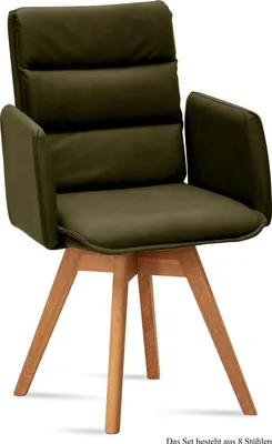 Produktbild von Armlehnstuhl drehbar (8er-Set) Dorri 52x92x60 Eiche geölt/Khaki