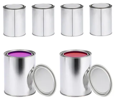 Metall-Farbdosen 1000 ml, 6 Stück, mit Deckel, silber