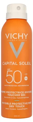Produktbild von Vichy 3337871325770, Sunscreen spray, Gesicht, 200 ml, Spray, Feuchtigkeitsspendend, Schutz, Auffrischend, Beruhigend, Universalhülle