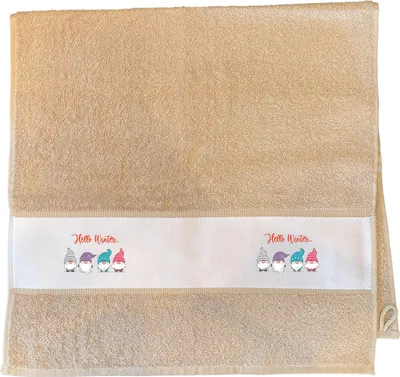 Produktbild von Huuraa Handtuch Hello Winter Wichtel Weihnachtself 50x100cm Sand Baumwolle Handtuch Geschenkidee