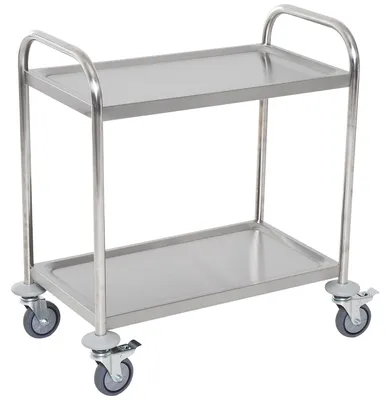 Produktbild von Carrello Cucina 2 Ripiani, Carrello mit Ruote Portatutto, Carrello Portavivande in Acciaio Inox, 80x45x82cm, Argento