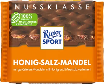 Obrázek produktu pro Ritter Sport Nut Class Medová slaná mandlová mléčná čokoláda 100g