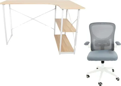 Obrázek produktu pro Set pracovní stůl Quest Dub sonoma + židle APA Šedá