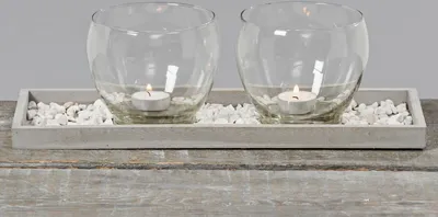 Produktbild von Windlicht Set 4tg Windlichtset Holztablett Tablett  Kerzen Glas