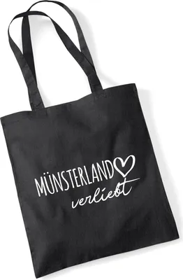 Produktbild von Huuraa Jutebeutel Münsterland verliebt 10 Liter Black Baumwolle Tasche Geschenkidee