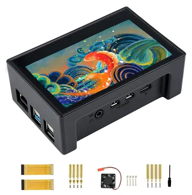 Productafbeelding van Waveshare 4,3-inch DSI LCD-scherm met behuizing voor Raspberry Pi 4B, 800x480 IPS-scherm, capacitief touchscreen, compatibel met Raspbian/Ubuntu/Kali/Retropie / WIN10 IoT – 4,3-inch DSI LCD (met behuizing)