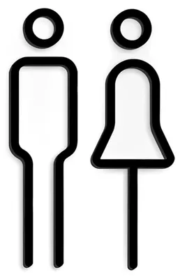 WC-Schilder aus Acryl, selbstklebend, 2er-Set, schwarz, 18 x 4,6/5,7 cm