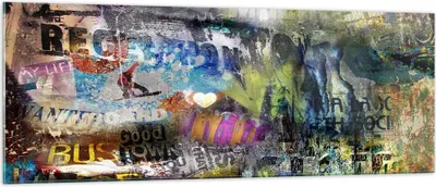 Produktbild von Bilder auf glas - Graffiti modern - 140x50cm - Glasbilder - Wandbilder - Kunstdruck - zum Aufhängen bereit - Wanddekoration aus Glas - Glas Bilder - Wandbild auf Glas - Einteilig - GAB140x50-3564