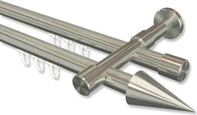 Produktbild von Interdeco Innenlaufstange, Gardinenstange mit Innenlauf Edelstahl-Optik Modell Prestige Savio, 20 mm Ø 2-läufig, 400 cm (geteilt)