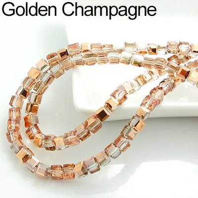 Produktbild von 100 Stück Würfel-Kristall-Strasssteine, lose Abstandshalter, 4 mm Perlen, DIY-Schmuckzubehör-Goldener Champagner