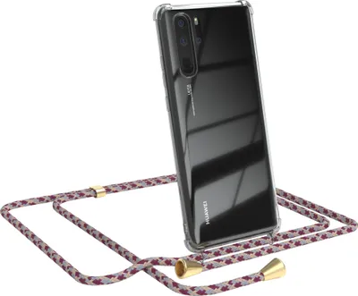 Produktbild von EAZY CASE Handykette kompatibel mit Huawei P30 Pro, Handyhülle mit Umhängeband, Handykordel, Schutzhülle Clear, Band in Rot