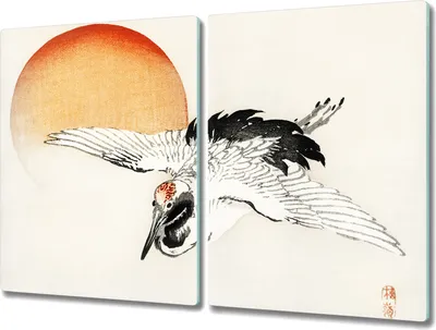 Produktbild von Coloray Kochplattenabdeckung Herdabdeckplatte 2x40x52 cm Hackbrett Schneidebrett Küchenbrett - Tier Vogel Sonne