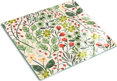 Produktbild von Glasplatte zum Schutz der Kochfläche – Abdeckung für die Kochplatte – Abdeckung für Induktionskochfelder – 60x52 cm – Einfache Reinigung – Gehärtetes Glas – Sommerpflanzen