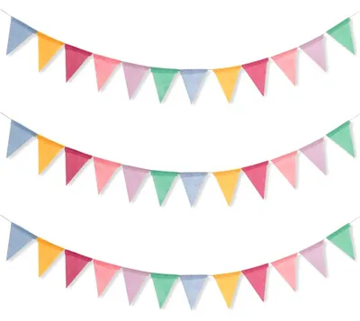 Productafbeelding van Set van 3 kleurrijke wimpelslingers van 4 meter voor decoratie