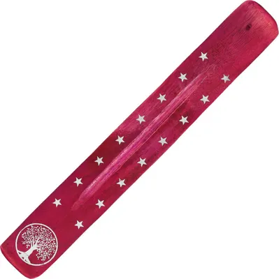 Produktbild von Räucherstäbchenhalter aus Holz - 1 Stück - bedruckt - Lebensbaum pink