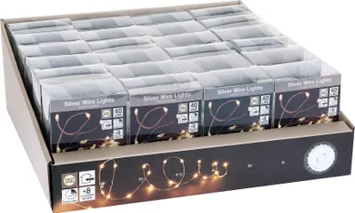 Zdjęcie produktu dla Silberdraht 40 LED warmweiß 24 Stück Verkaufseinheit 411324 8720573666268