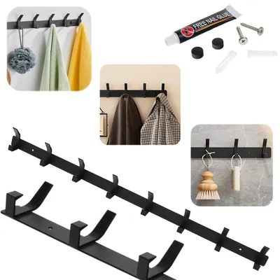 Produktbild von Wandkleiderständer 74 cm, Badezimmeraufhängung, 8 Haken, Loft