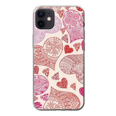 Produktbild von MuchoWow® Handyhülle Schutzhülle Hülle für iPhone 12 mini Eine Illustration mit rosa und roten Herzen Silikon Softcase Handy Hülle - Bild