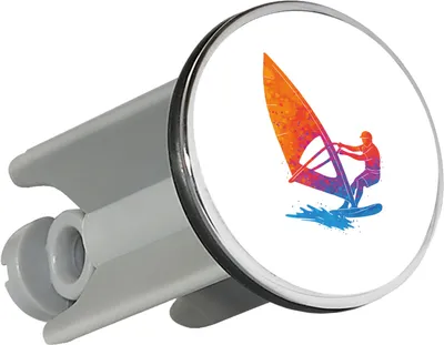 Produktbild von Huuraa Waschbeckenstöpsel Windsurfen bunte Silhouette 4cm höhenverstellbar Abflussstopfen Geschenkidee