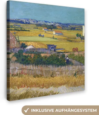 Produktbild von MuchoWow® - Leinwandbilder - Die Ernte - Vincent van Gogh, Wandbild, Wanddeko Bilder Wohnzimmer, 90x90 cm