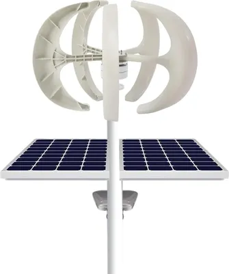 Produktbild von Windgenerator - Vertikalachsen-Windturbine 600W 12V - Laternenform - 5 Rotorblätter - Anlaufwind 2 m/s - Permanentmagnet-Generator - 90×60 cm - Weiß