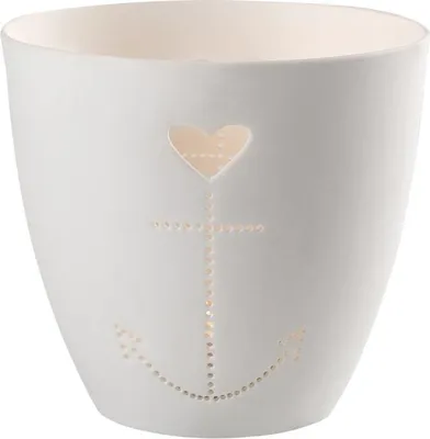 Produktbild von Räder Design Teelichthalter Poesielicht Meer als Worte Herz Anker Weiß (9cm)