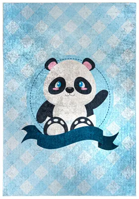 Produktbild von Mazovia Kinderteppich Bär Blau 140x200 cm Kurzflor Pflegeleicht Spielteppich für Kinderzimmer