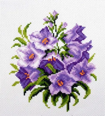 Produktbild von CdA Bedrucktes Aida für Kreuzstickerei "Glockenblumen" PA1292, 13 x 16cm