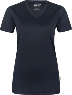 Produktbild von HAKRO Damen V-Shirt Coolmax (Polyesterfasern)® 187, tinte, M