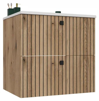 Immagine prodotto di Mobile Sottolavabo Tigo 60 2S Rovere Evoke Fronte Scanalato + Lavabo