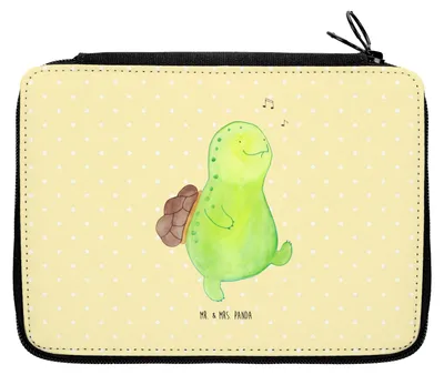 Produktbild von Mr. & Mrs. Panda Etui Schildkröte Pfeifen - Gelb Pastell - Geschenk, Schlampermäppchen, Federmappe, Bleistiftetui, Depression, Federtasche, Trennung, Federmäppchen