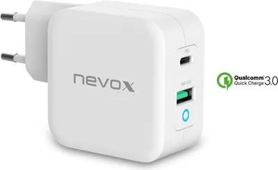 Produktbild von Nevox 65W USB-C PD + QC 3.0 Ladegerät weiß