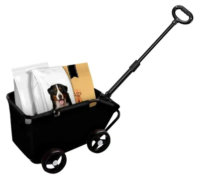 Produktbild von Faltbarer Mini-Kinderwagen für kleine Haustiere mit Aufbewahrungstasche, Einkaufstaschen und ausziehbarem Griff, 51 x 35 x 31 cm, Schwarz