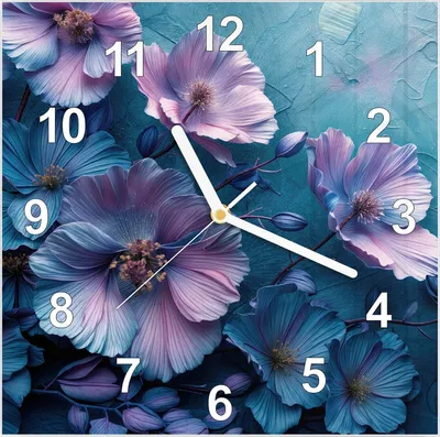 Produktbild von Wanduhr aus Glas mit Motiv Blumenmuster- 30 x 30 cm - inkl. Aufhängesystem