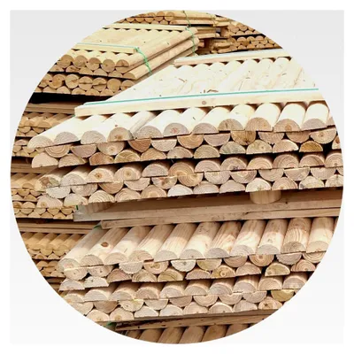 Produktbild von Halbrundstäbe aus Holz 4er-Pack Ø8cm Länge: 240 cm