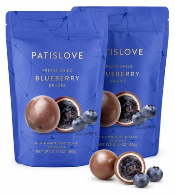 Produktbild von Patislove Heidelbeer Dragee Gefriergetrocknet in Schweizer Schokolade – 2er Pack (2 × 60 g)