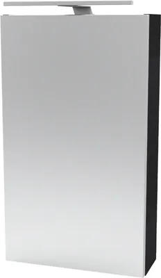 Produktbild von Fackelmann LUNA Spiegelschrank mit LED-Beleuchtung Alibertschrank für Bad und Gäste-WC (40 x 68 x 15,3 cm) SBC Badschrank mit Spiegel in Schwarz/Anthrazit Tür rechts