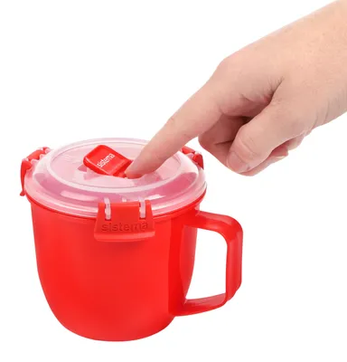 Produktbild von Mikrowellen Suppentasse 565ml rot | Frischhaltedose BPA-frei Sistema