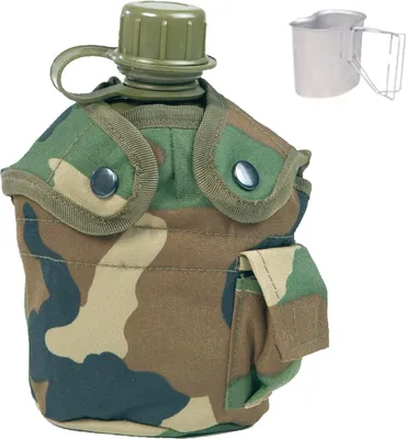 Produktbild von Mil-Tec US Feldflasche woodland pattern 1l mit ALU Schale