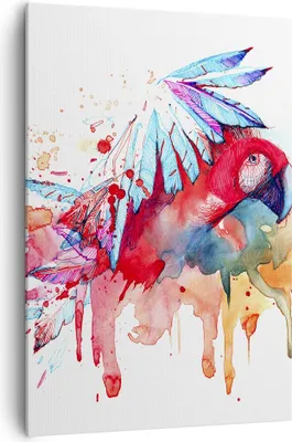 Produktbild von Bild auf Leinwand - Leinwandbild - Einteilig - Natur Malerei Papagei Kinder - 70x100cm - Wand Bild - Wanddeko - Wandbilder - Leinwanddruck - Wanddekoration - Leinwand bilder - Wandbild - PA70x100-3094