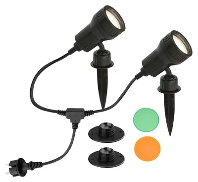 Image de LED double spot d'extérieur BRILONER LEUCHTEN TERRA, 3 W, 250 lm, IP44, noir, plastique, incl., x GU10, 10 x 19,5 cm