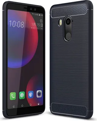 Produktbild von HTC Case Handyhülle Cover TPU Case Schutzhülle Case Handy Bumper Carbon Optik Schale Etuis, Farbe:Blau, Modell wählen:HTC Desire 12