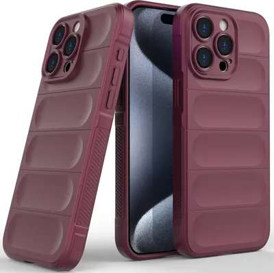 Produktbild von iPhone 15 Pro Hülle, Weich TPU Silikon Stossfest Anti-rutsch Schutzhülle für iPhone 15 Pro bordeaux