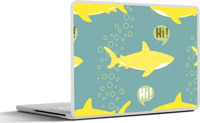 Produktbild von MuchoWow® Laptop Aufkleber Sticker Cover Hai - Cartoon - Muster - Teenager 31x22.5 cm - Laptop-Deko