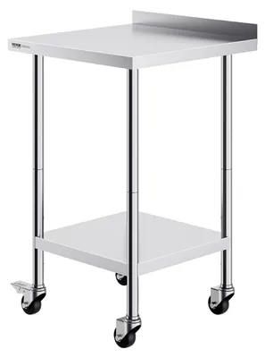 Image de Table de travail en acier inoxydable pour la restauration, 61 cm x 61 cm, avec roulettes