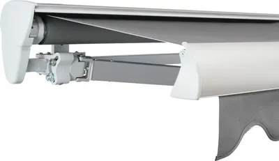 Produktbild von SOLUNA Halbkassettenmarkise Classic 4,5x3,5 Stoff Dessin 320925 Gestell E6EV1 silber eloxiert Antrieb links inkl. Motor