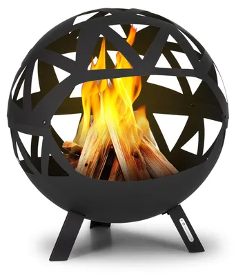 Produktbild von Blumfeldt Feuerschale, Robuste Outdoor Stahl-Feuerschale Groß für Balkon & Camping, Mobile Feuerschale 68 cm, Feuerschalen mit Standfuß, Wetterfeste Feuerschale für den Garten, Runde Feuerstelle